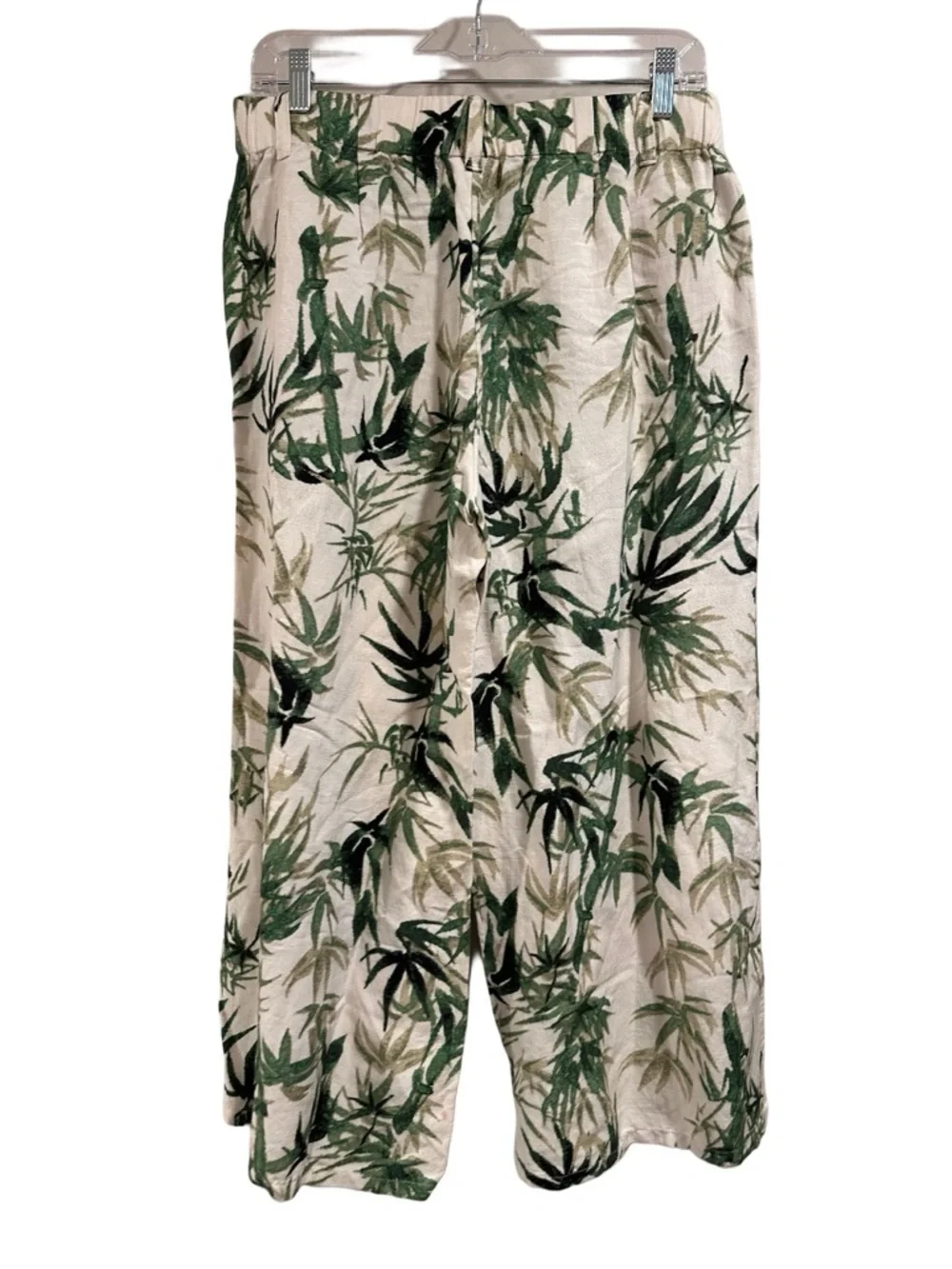 J. Jill Barley Palm Print Linen-Blend Wide Leg Crop Pants Beige GreenLeaf SP NWT - Picture 5 of 16